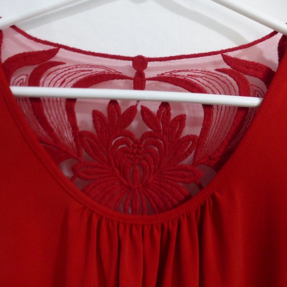 GRASS COLLECTION, s, small, red blouse, embroidered design back, BNWOT - Picture 3 of 8